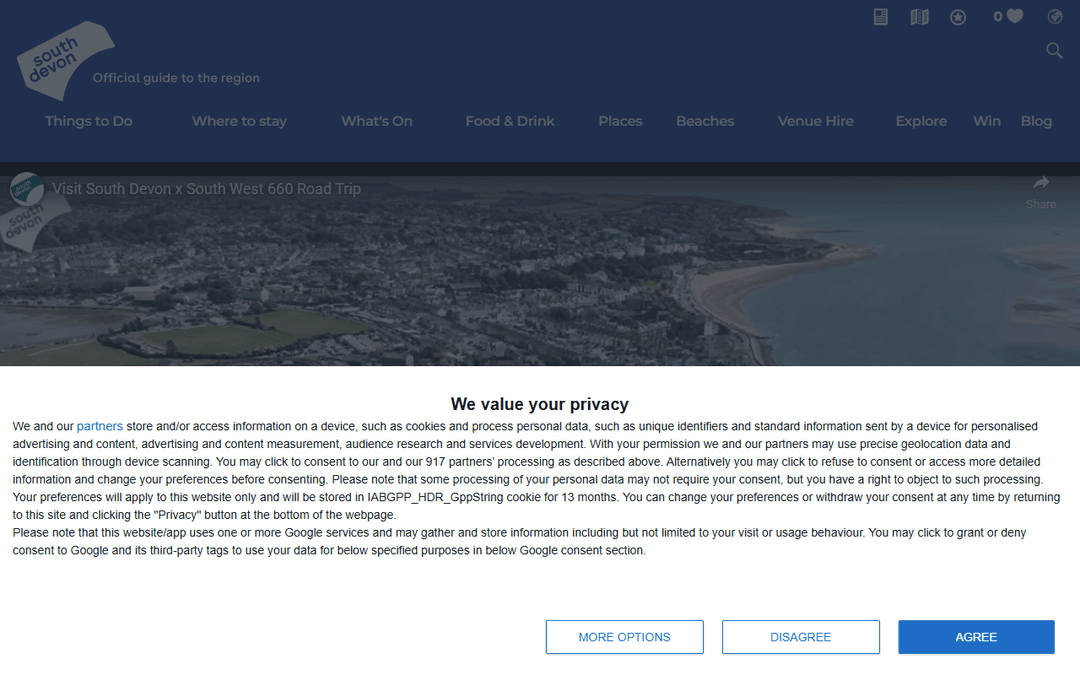 visitsouthdevon.co.uk publisher screenshot