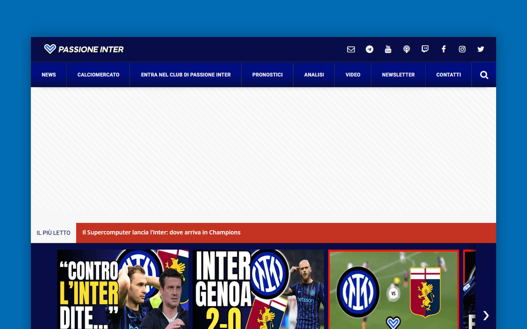 passioneinter.com publisher screenshot