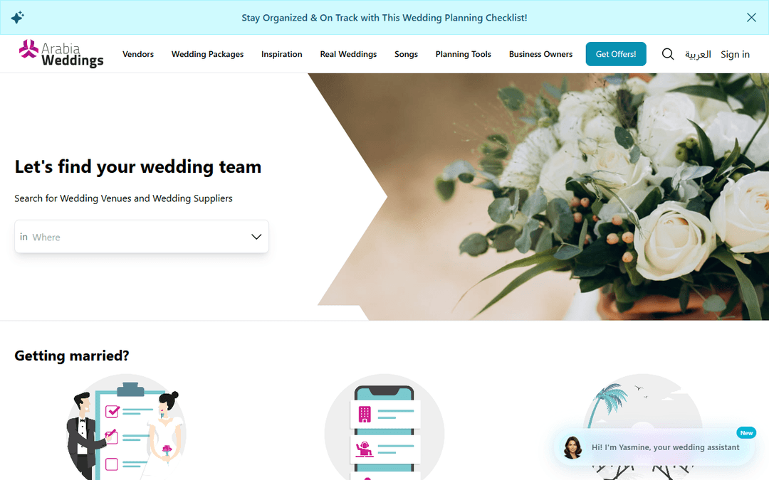 arabiaweddings.com publisher screenshot