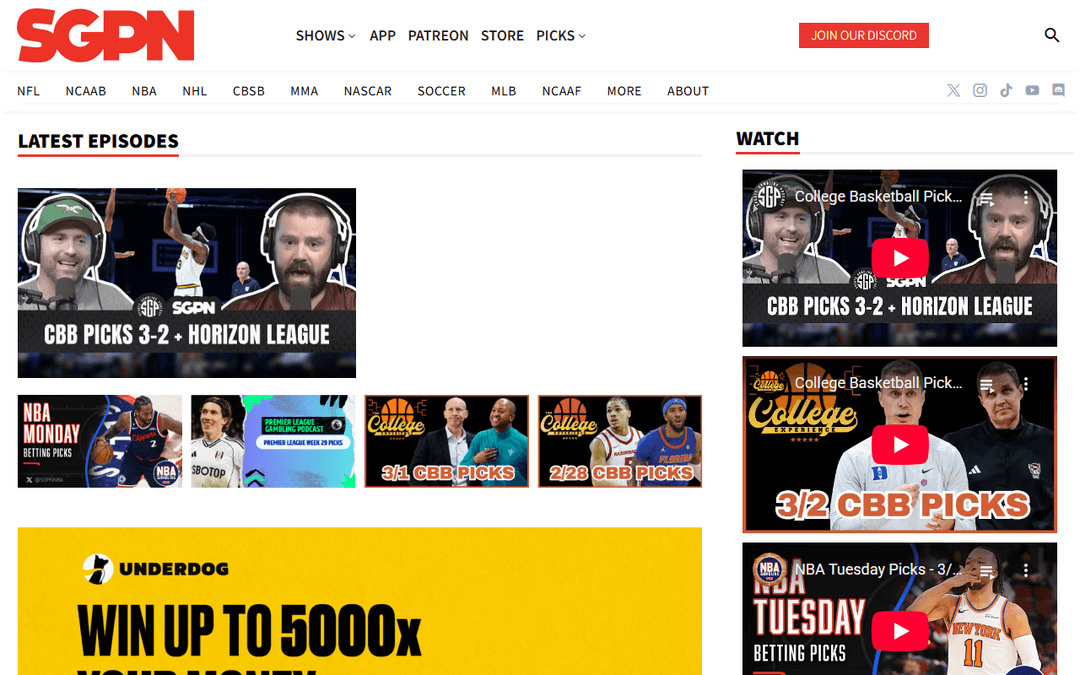 sportsgamblingpodcast.com publisher screenshot