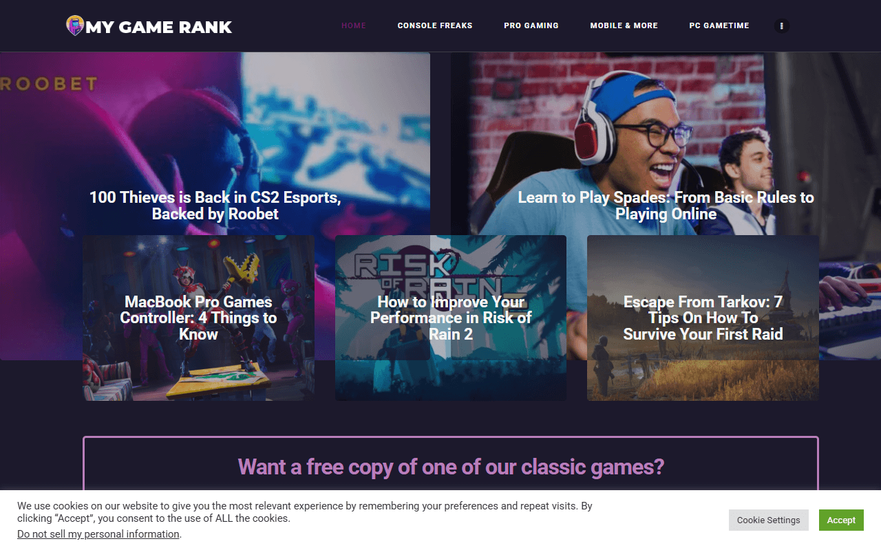 mygamerank.com publisher screenshot