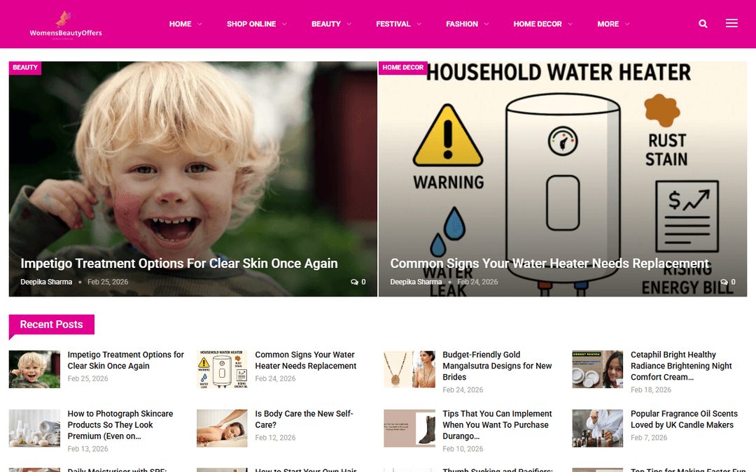 womensbeautyoffers.com publisher screenshot