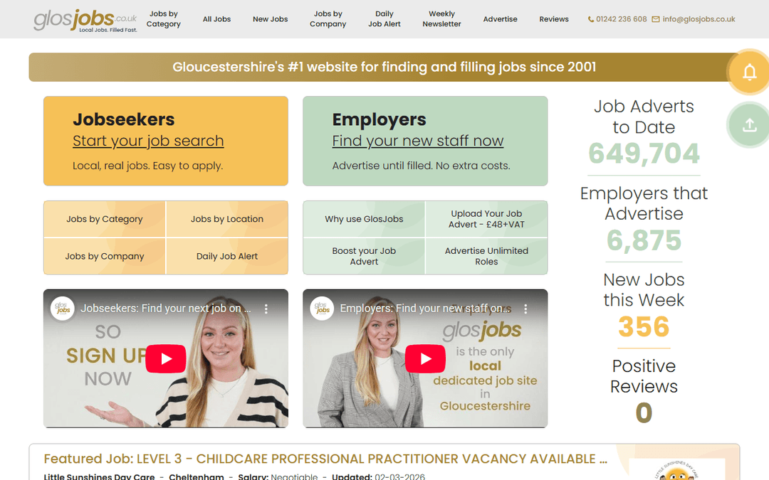 glosjobs.co.uk publisher screenshot