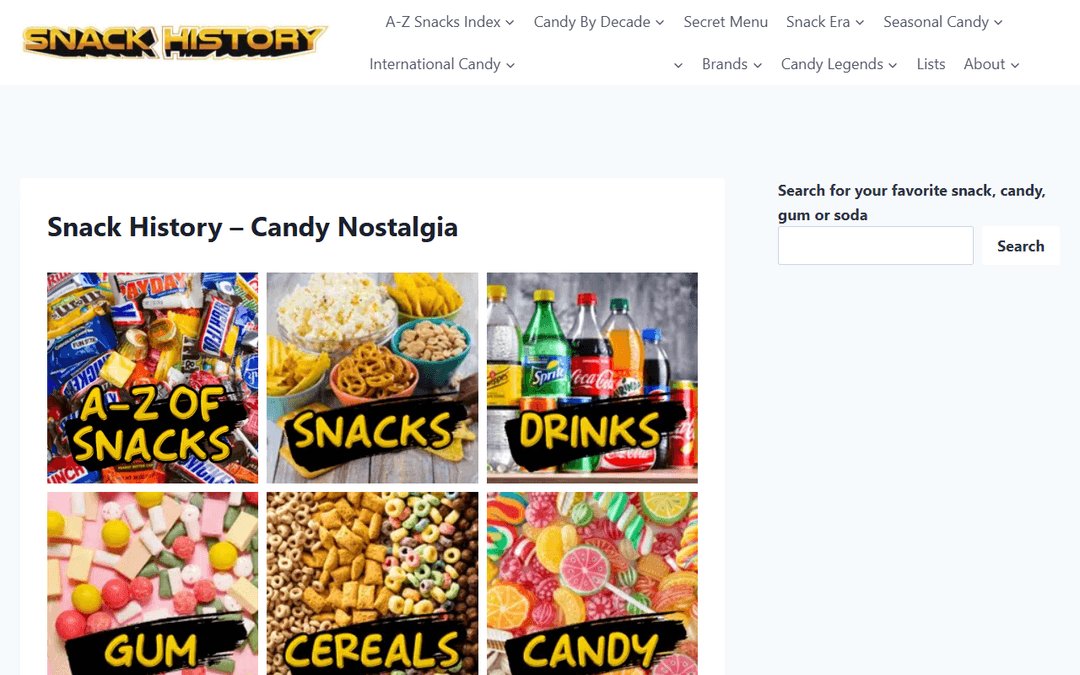 snackhistory.com publisher screenshot