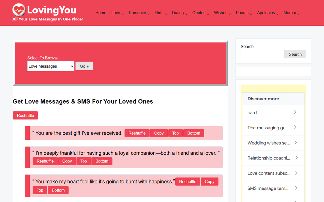 lovingyou.me publisher screenshot