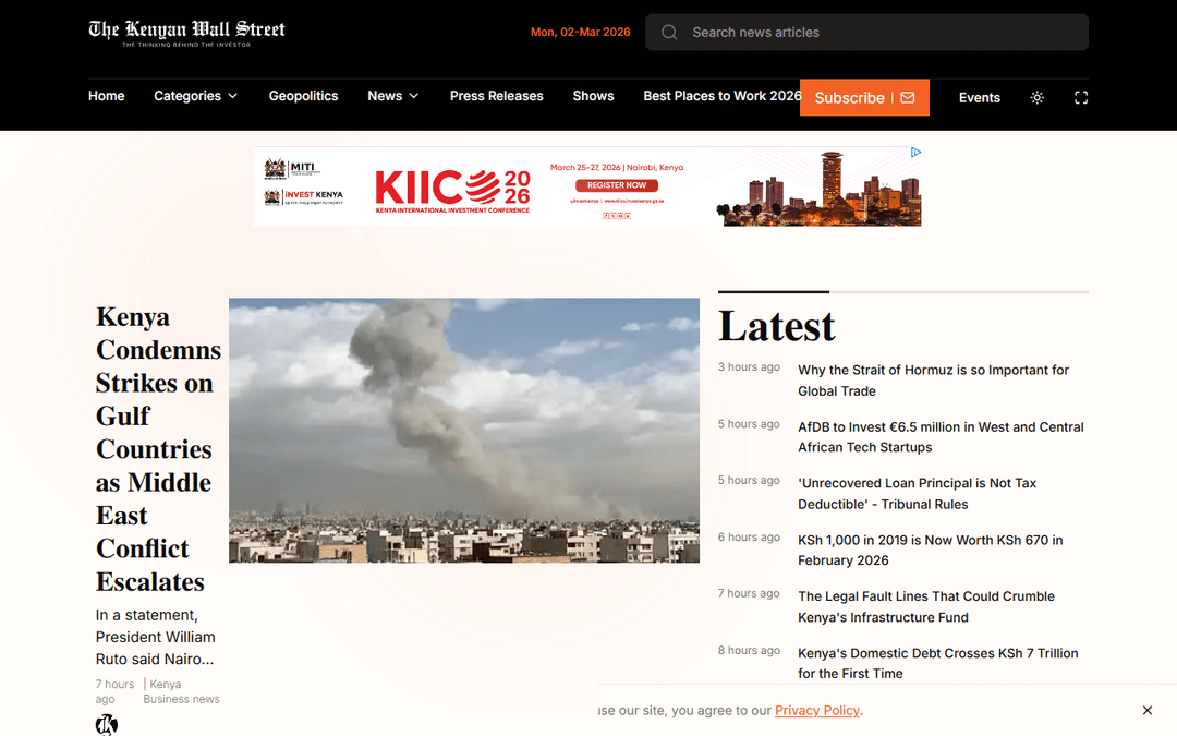 kenyanwallstreet.com publisher screenshot