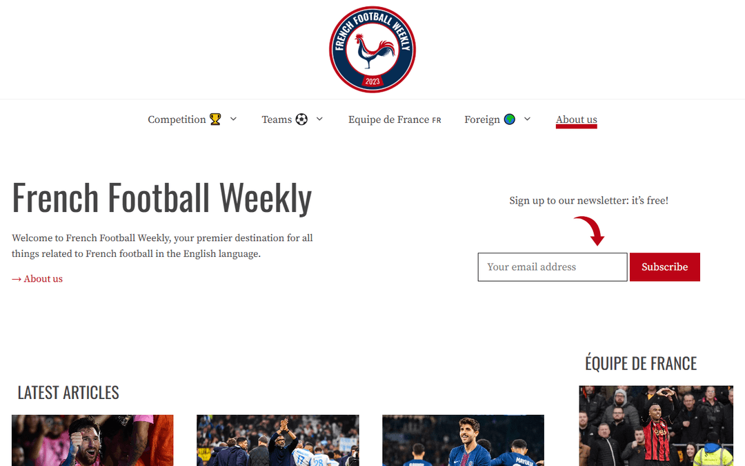 frenchfootballweekly.com publisher screenshot