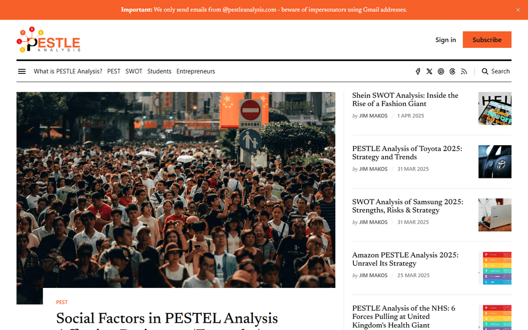 pestleanalysis.com publisher screenshot