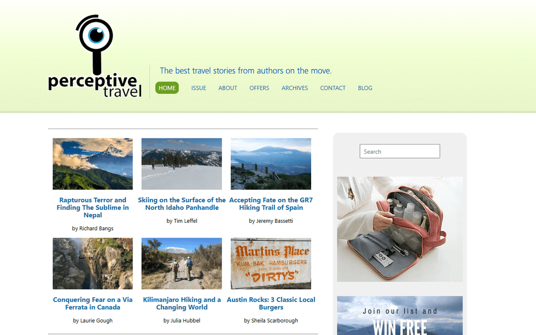 perceptivetravel.com publisher screenshot