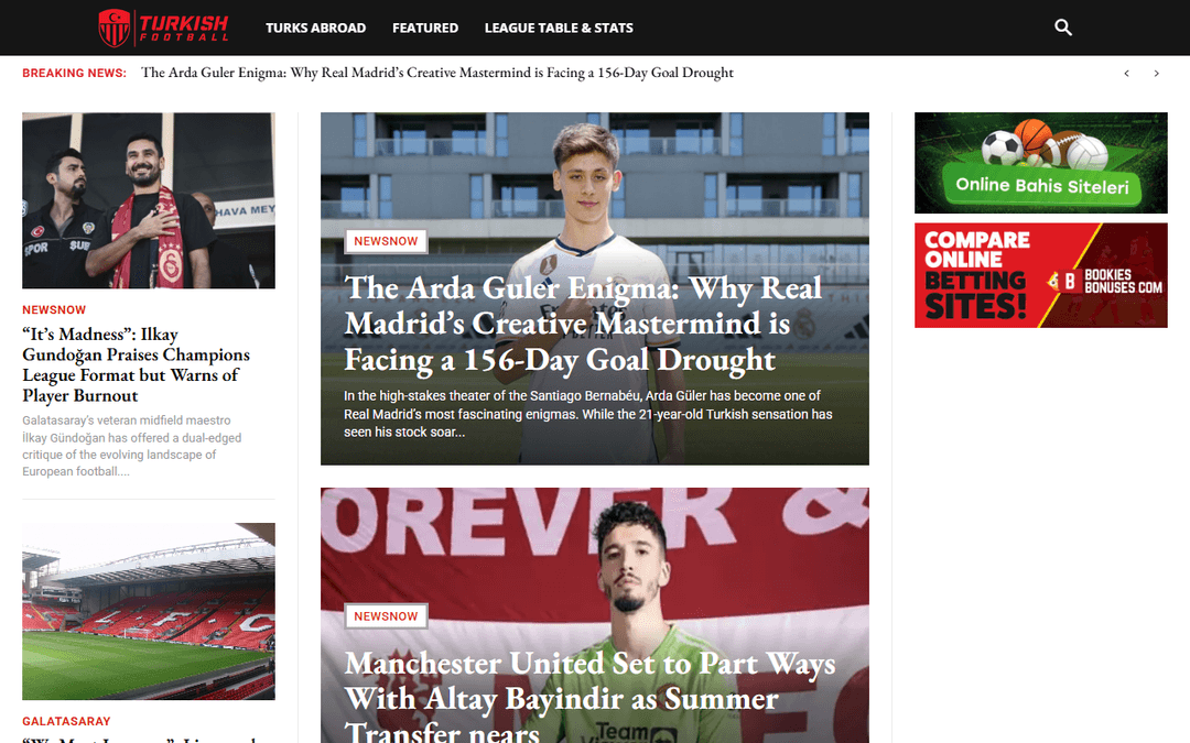 turkish-football.com publisher screenshot