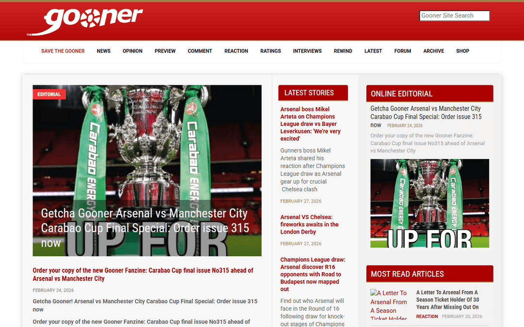 onlinegooner.com publisher screenshot