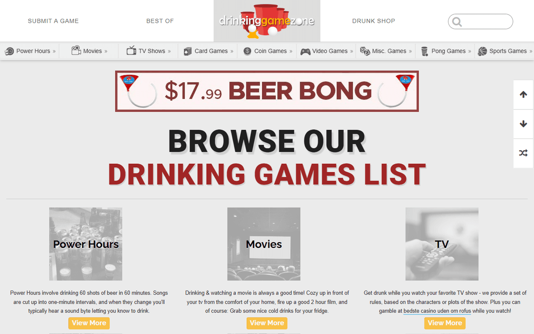 drinkinggamezone.com publisher screenshot