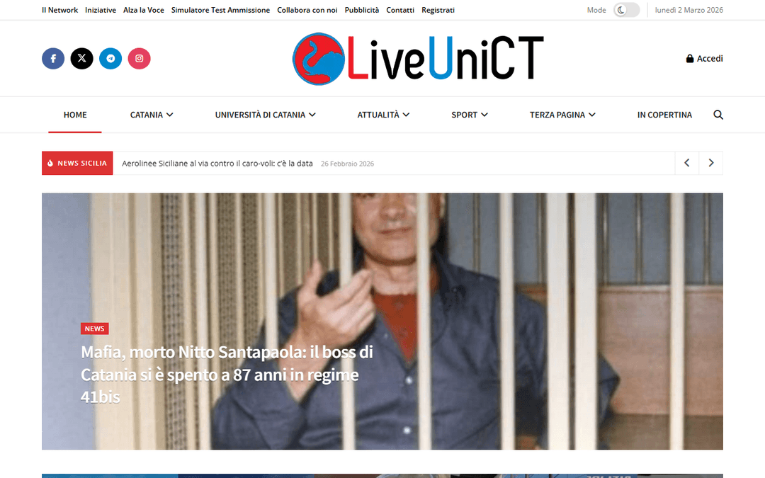 catania.liveuniversity.it publisher screenshot