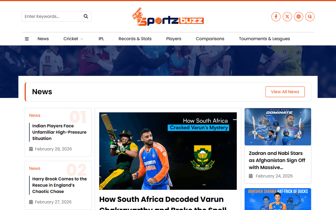 sportzbuzz.net publisher screenshot