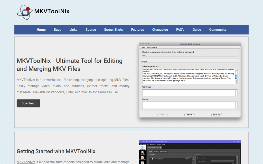 mkvtoolnix.org publisher screenshot