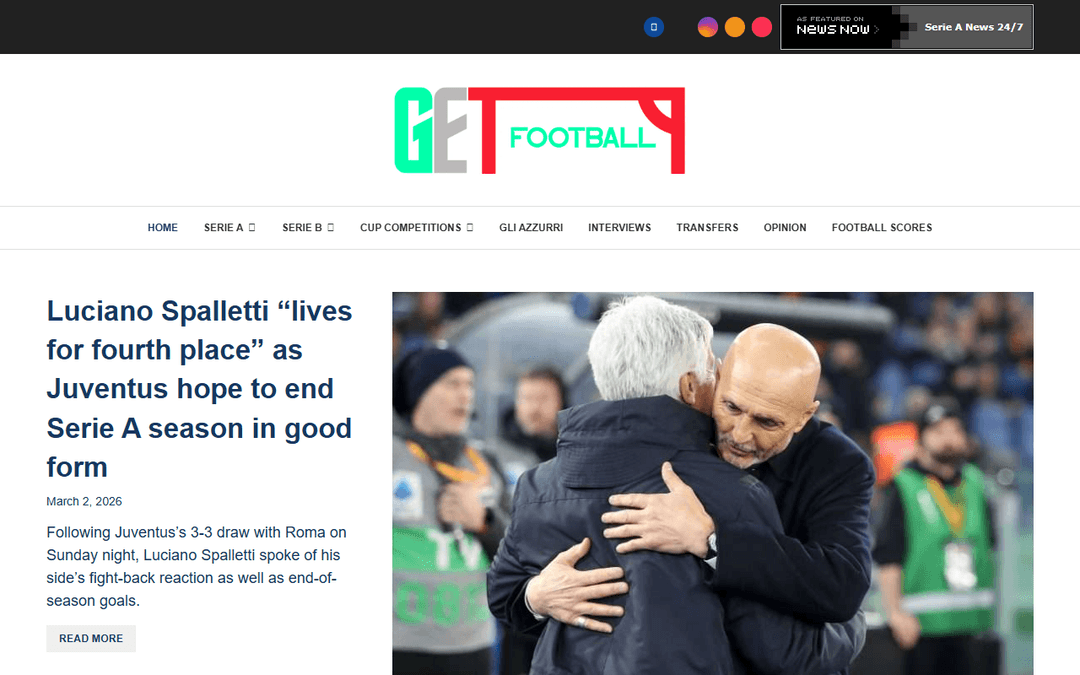 getfootballnewsitaly.com publisher screenshot