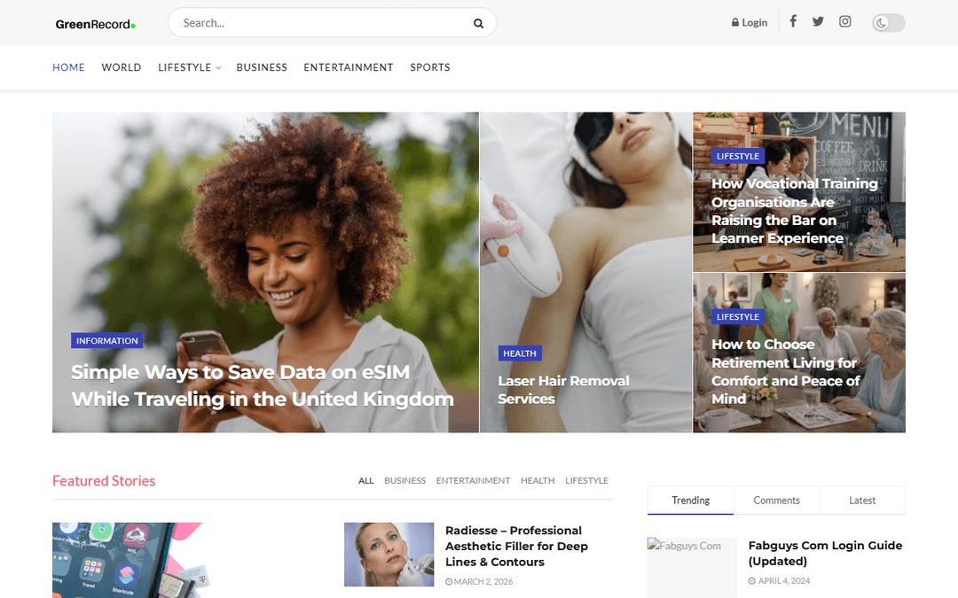 greenrecord.co.uk publisher screenshot