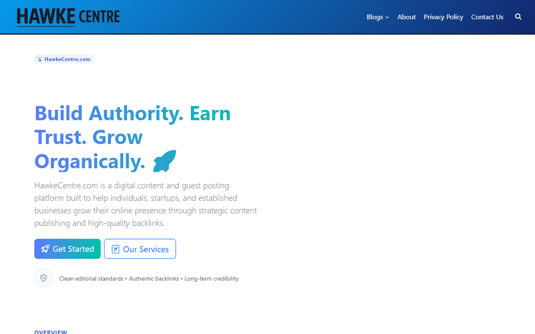 hawkecentre.com.au publisher screenshot