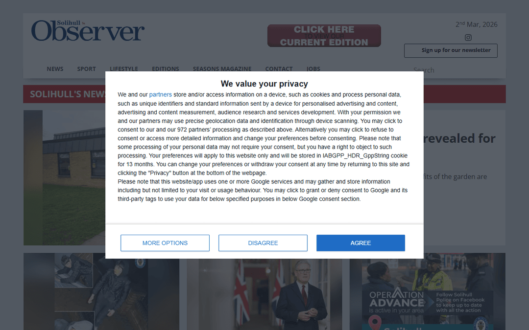solihullobserver.co.uk publisher screenshot