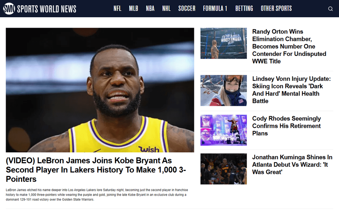 sportsworldnews.com publisher screenshot