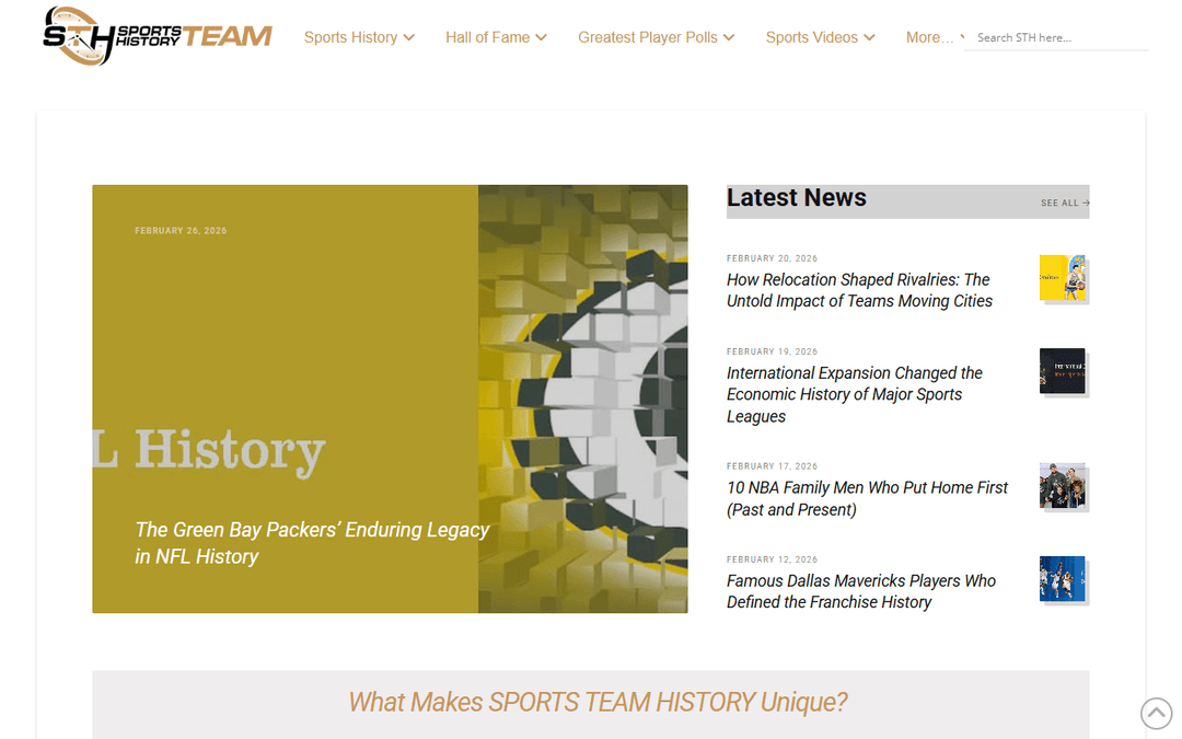 sportsteamhistory.com publisher screenshot