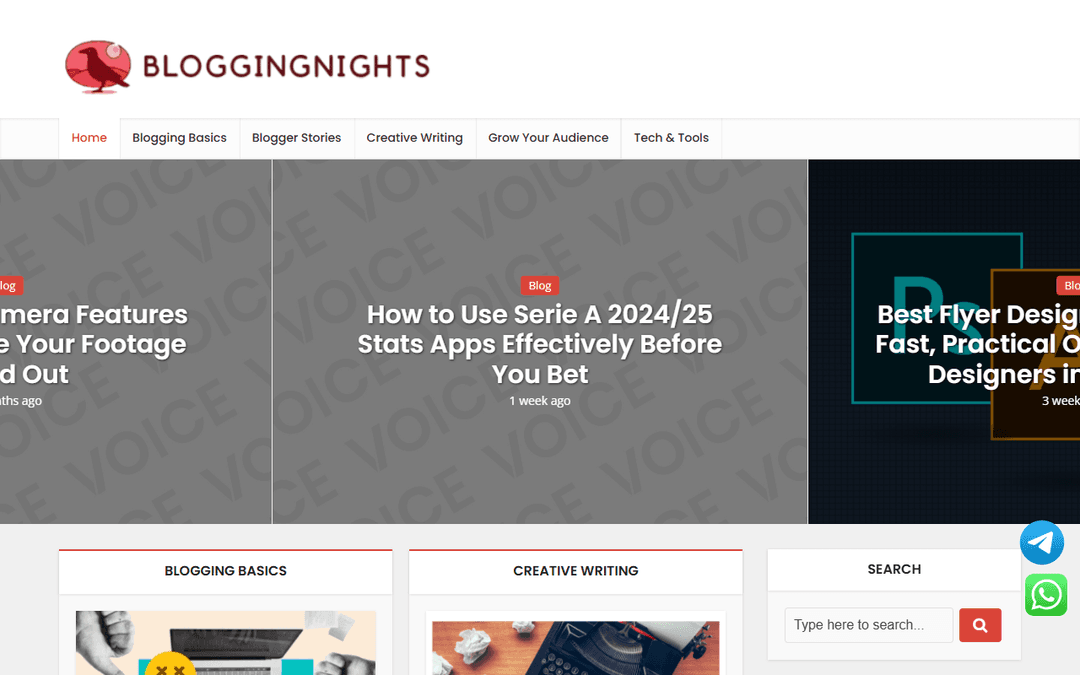 bloggingnights.com publisher screenshot