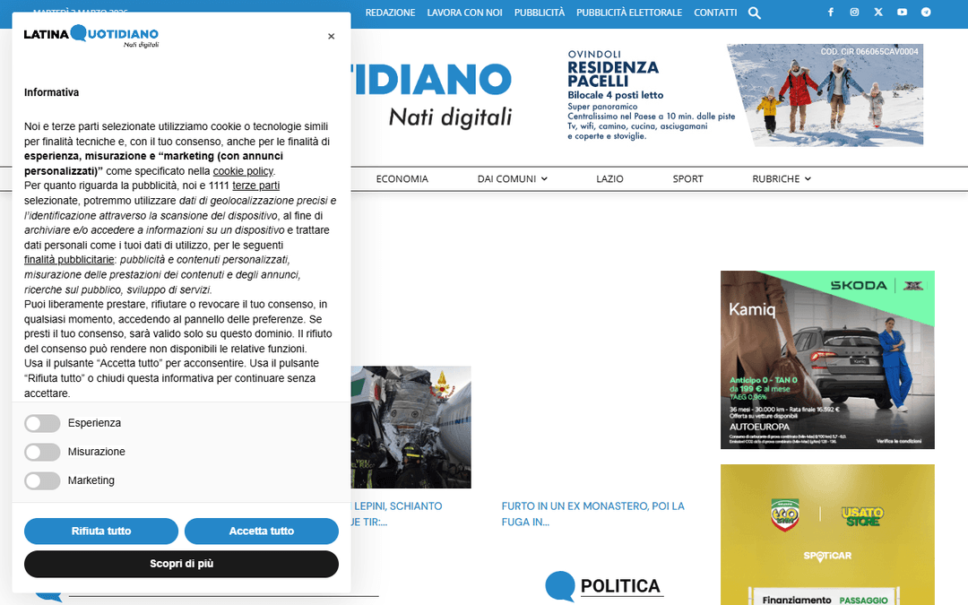 latinaquotidiano.it publisher screenshot