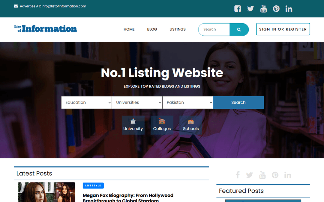 listofinformation.com publisher screenshot