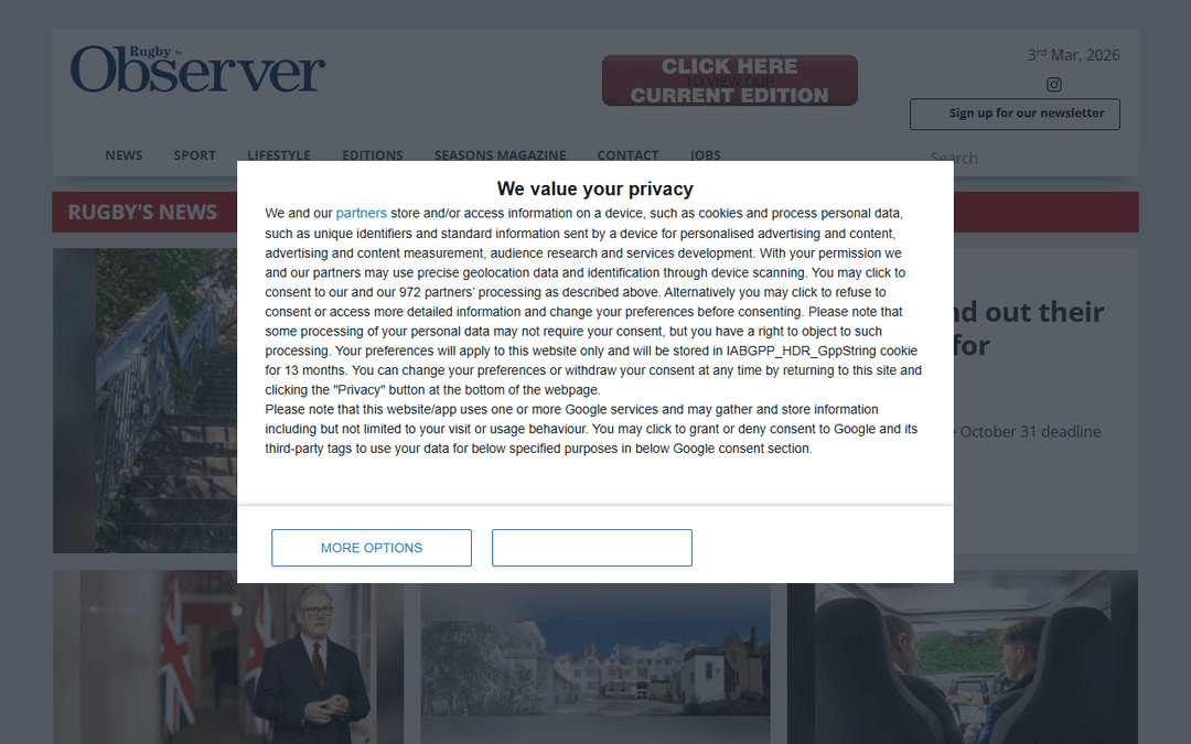rugbyobserver.co.uk publisher screenshot