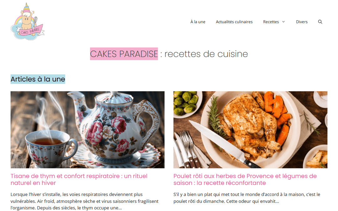 cakesparadise.fr publisher screenshot