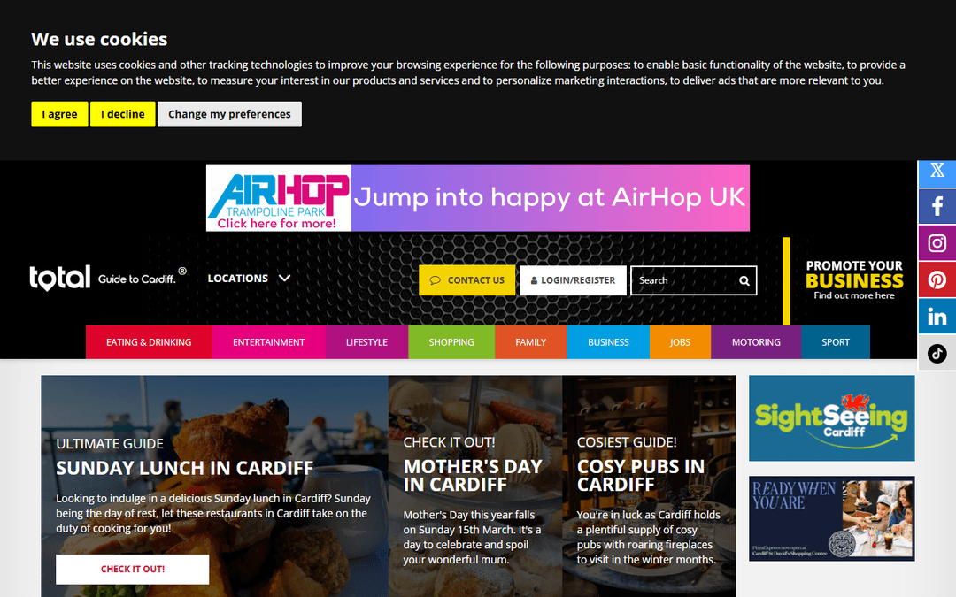totalguidetocardiff.co.uk publisher screenshot
