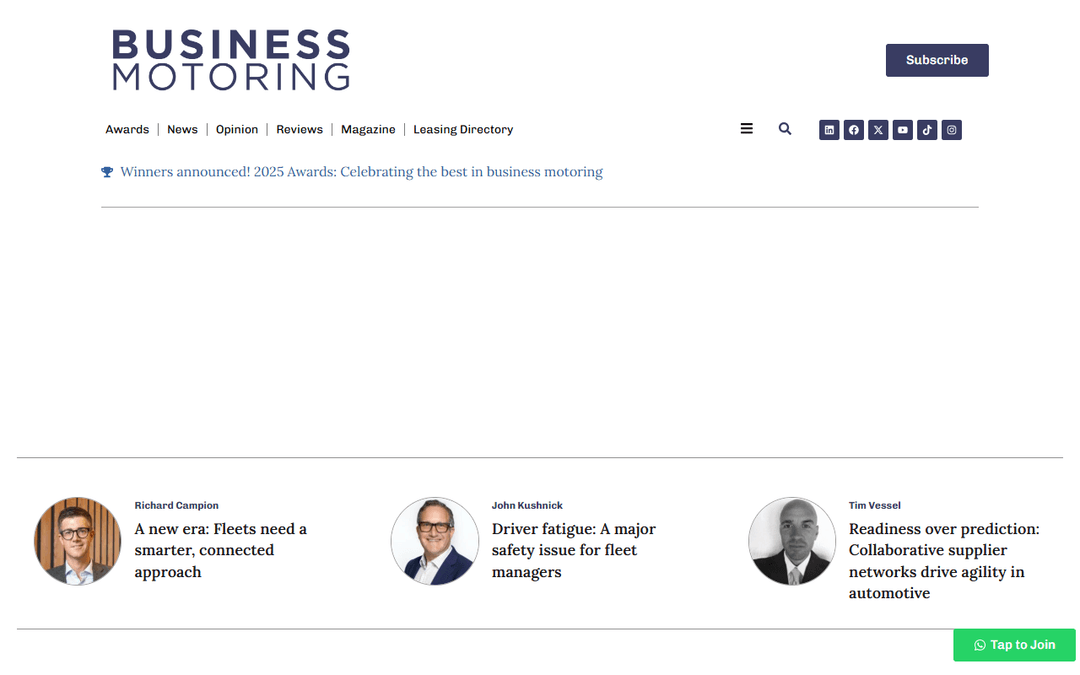 businessmotoring.co.uk publisher screenshot