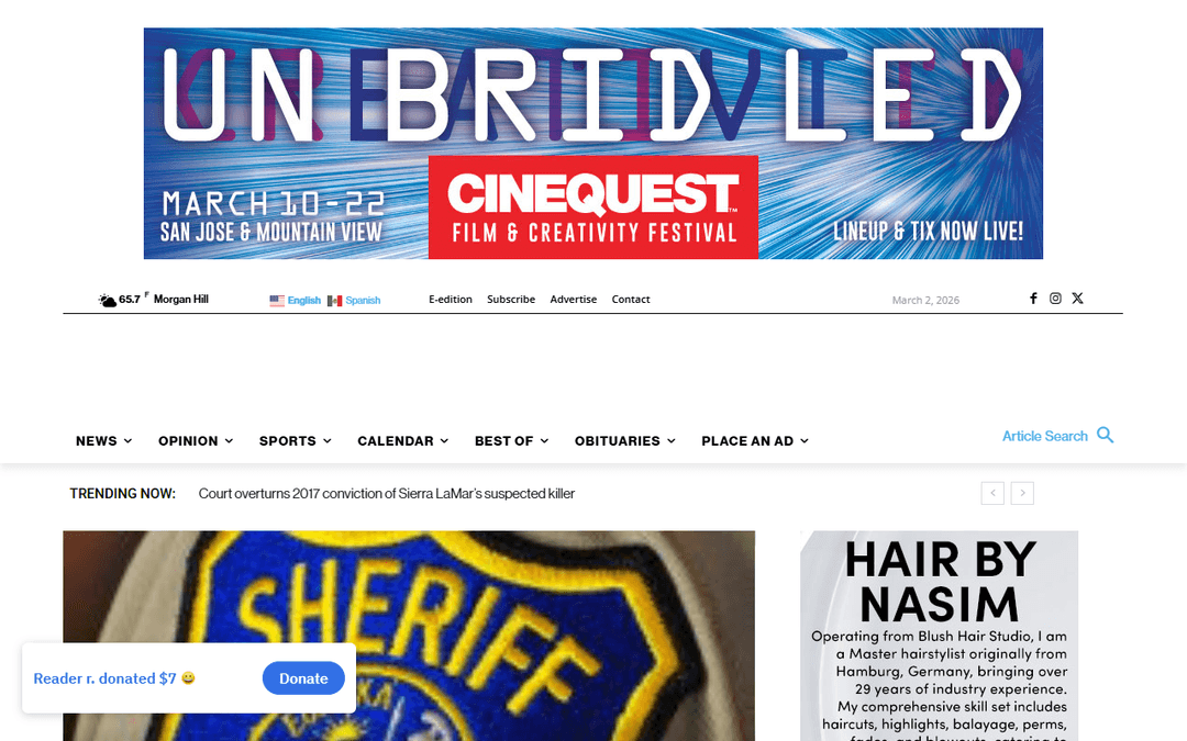 morganhilltimes.com publisher screenshot