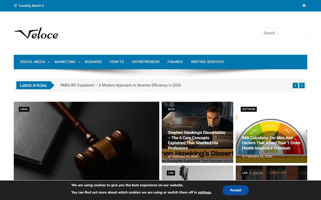 veloceinternational.com publisher screenshot