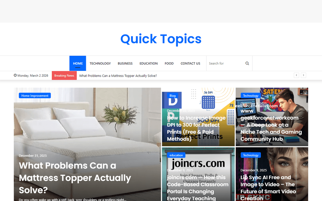 quicktopics.co.uk publisher screenshot