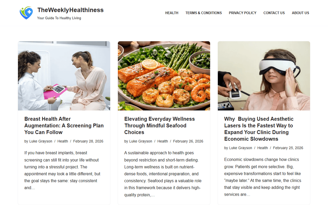 theweeklyhealthiness.org publisher screenshot