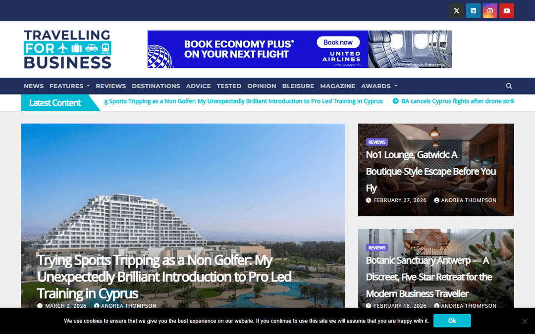 travellingforbusiness.co.uk publisher screenshot