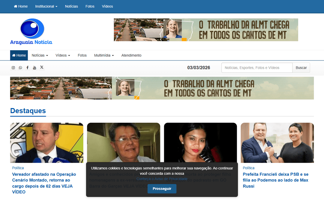 araguaianoticia.com.br publisher screenshot
