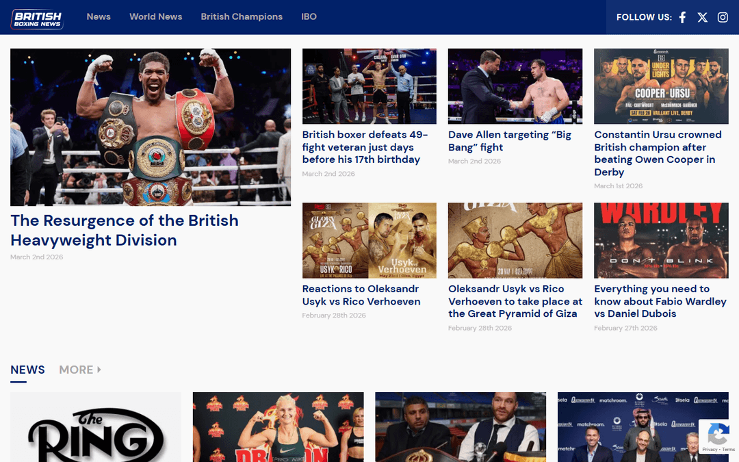 britishboxingnews.co.uk publisher screenshot