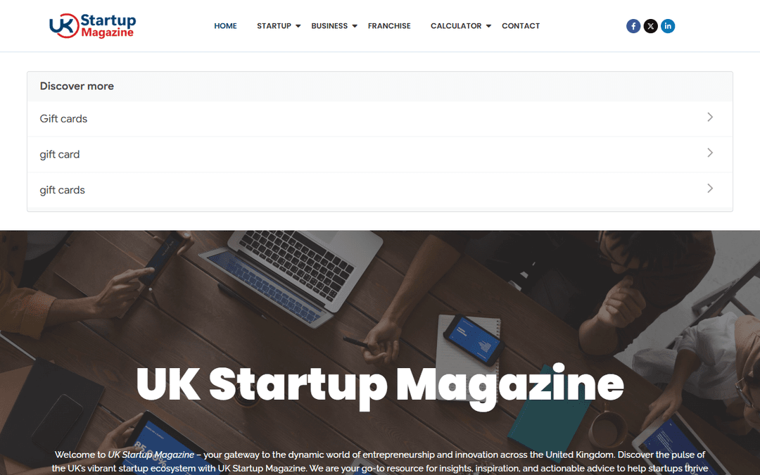 ukstartupmagazine.co.uk publisher screenshot