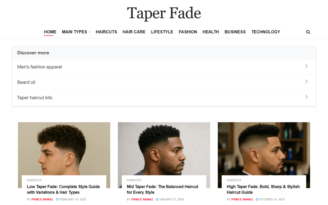 taperfade.co.uk publisher screenshot
