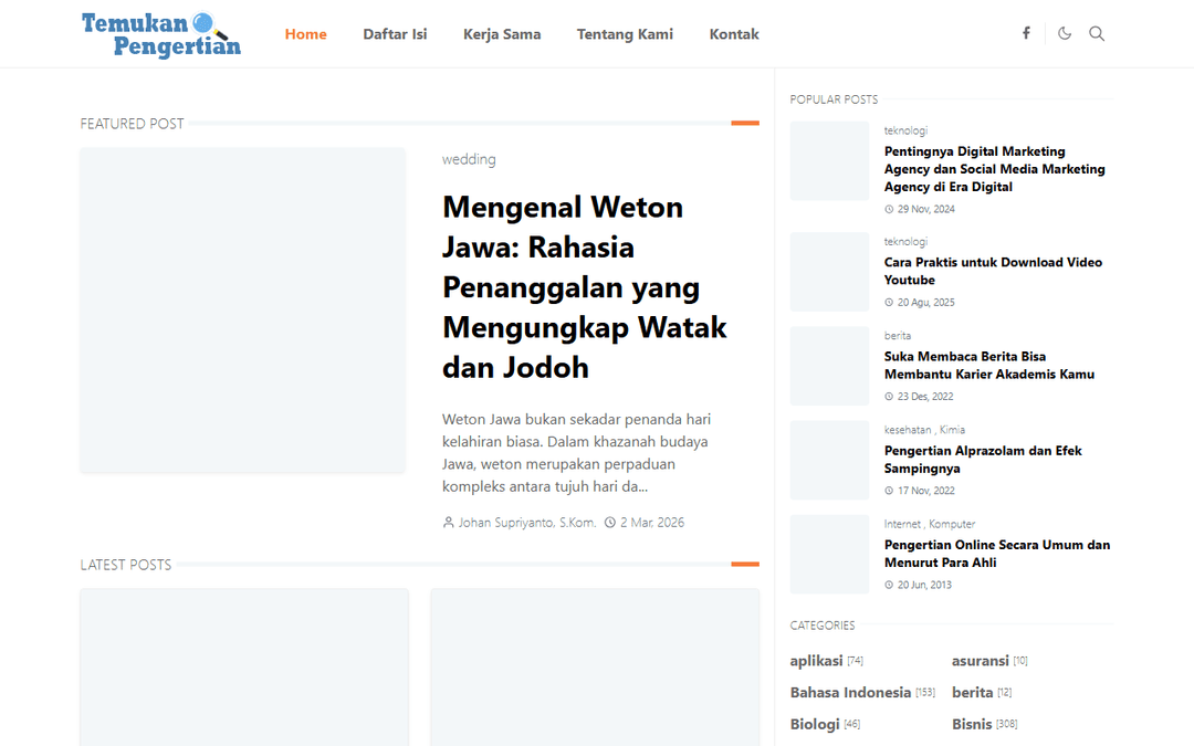 temukanpengertian.com publisher screenshot