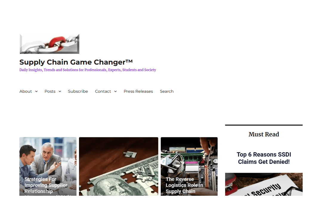 supplychaingamechanger.com publisher screenshot