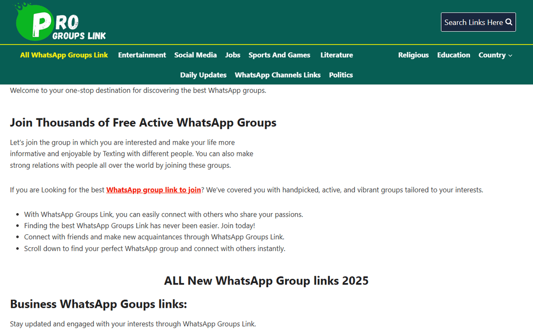 progroupslink.com publisher screenshot