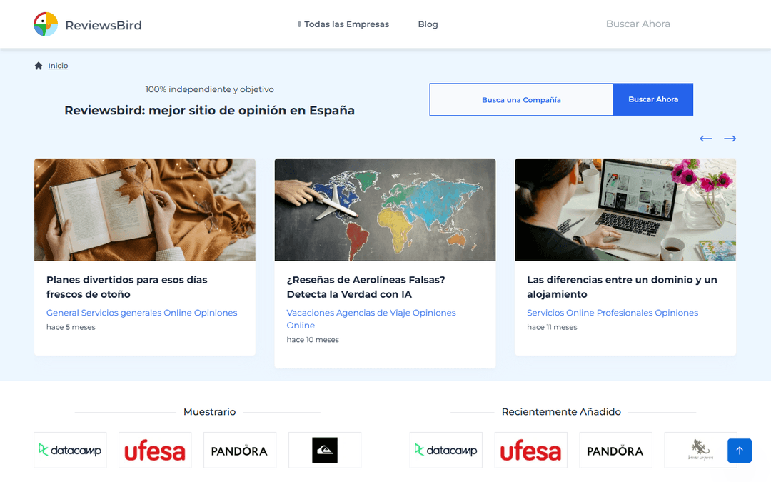 reviewsbird.es publisher screenshot