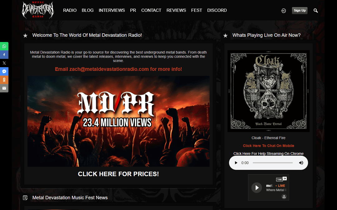 metaldevastationradio.com publisher screenshot