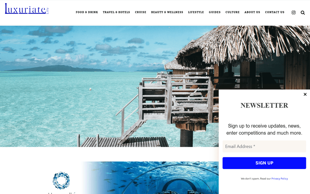 luxuriate.life publisher screenshot