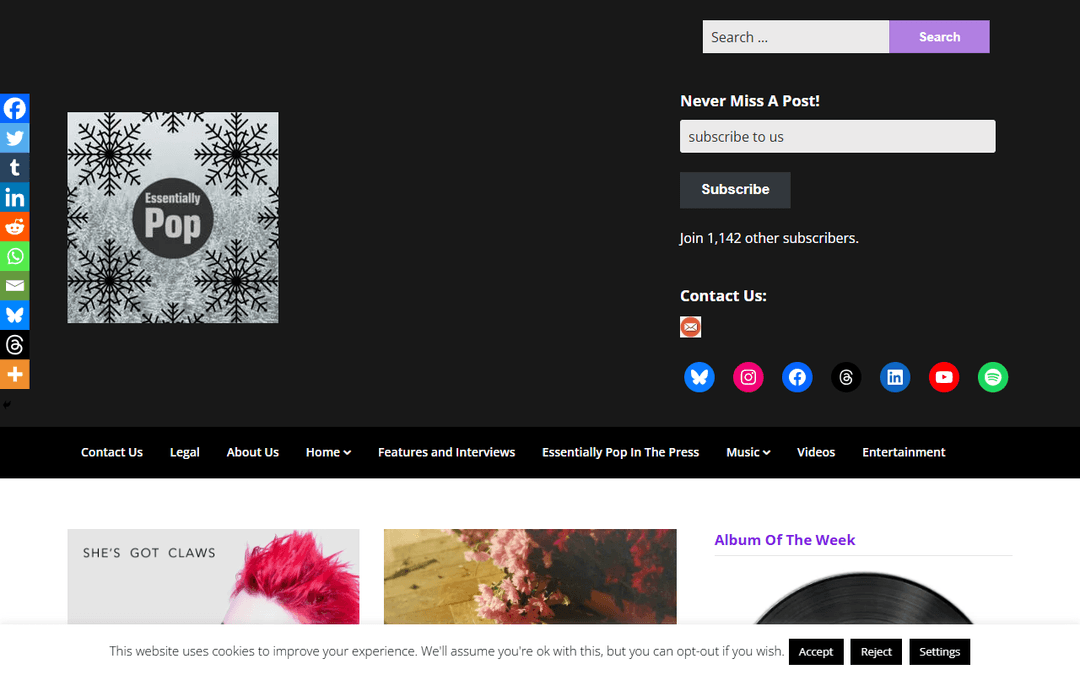 essentiallypop.com publisher screenshot