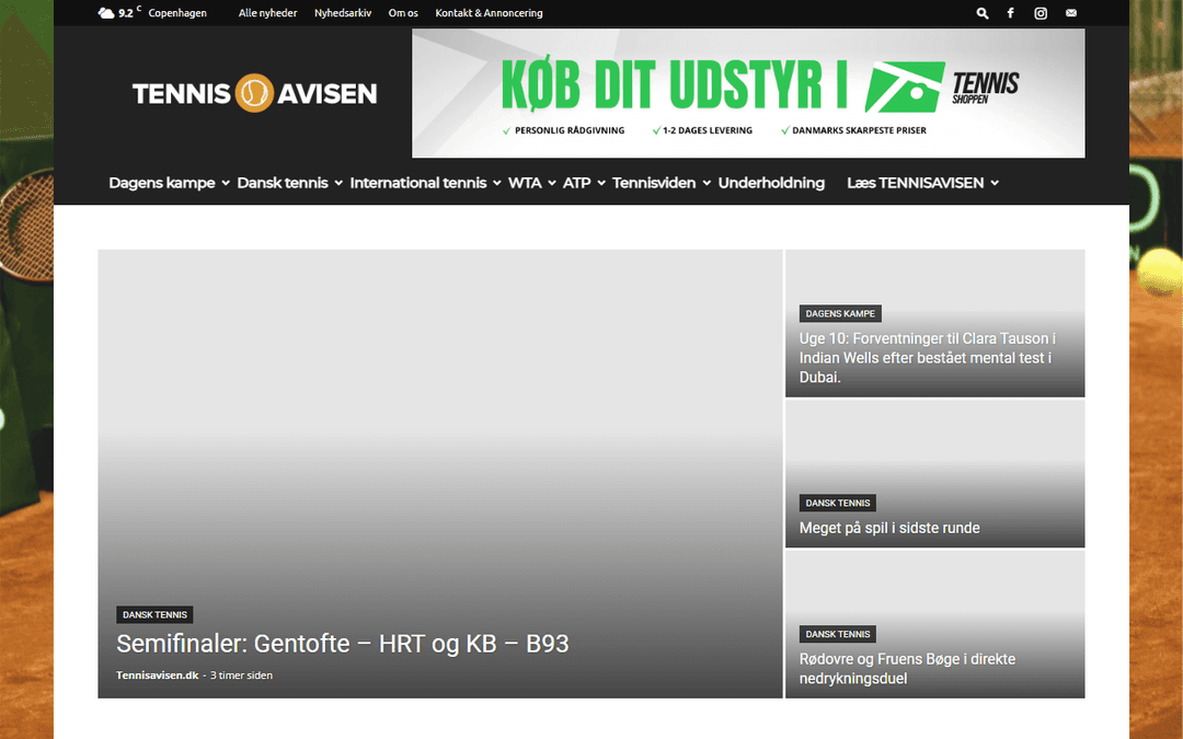 tennisavisen.dk publisher screenshot