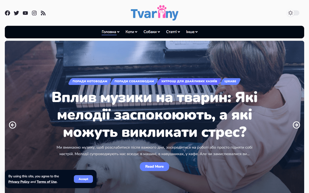 tvaryny.com publisher screenshot